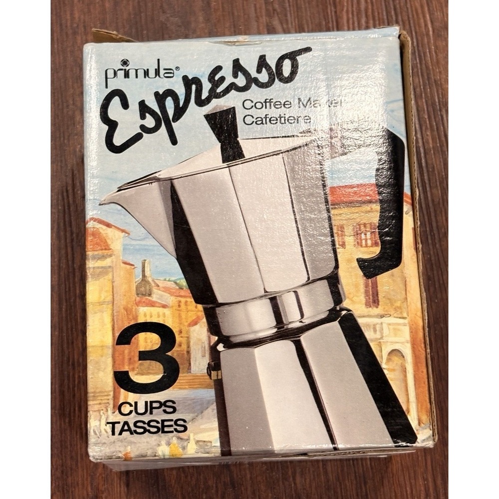 Primula Espresso Coffee Maker Heavy Weight Aluminum ‎ 3 Cups. New in Box.